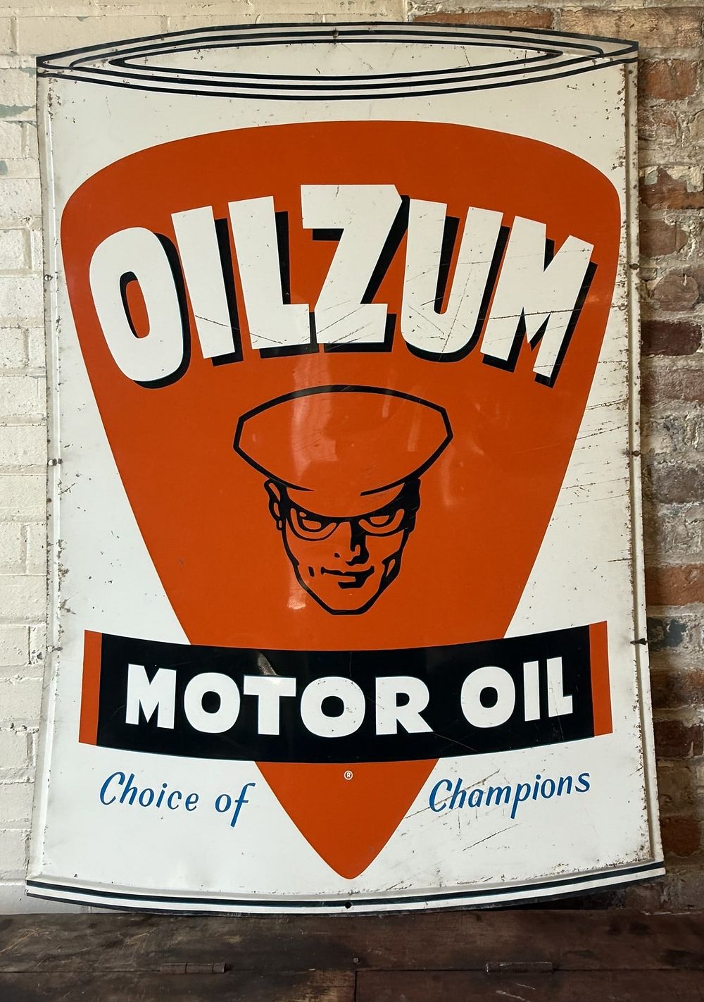 Lot 424: Oilzum Diecut Motor Oil Can SST Advertising Sign