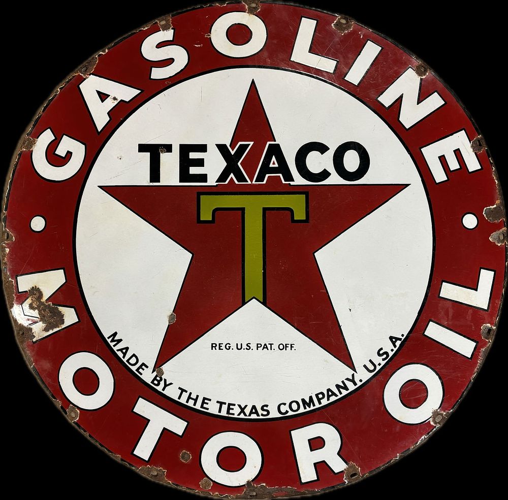 Lot 427: Texaco Gasoline Motor Oil SSP Advertising Sign
