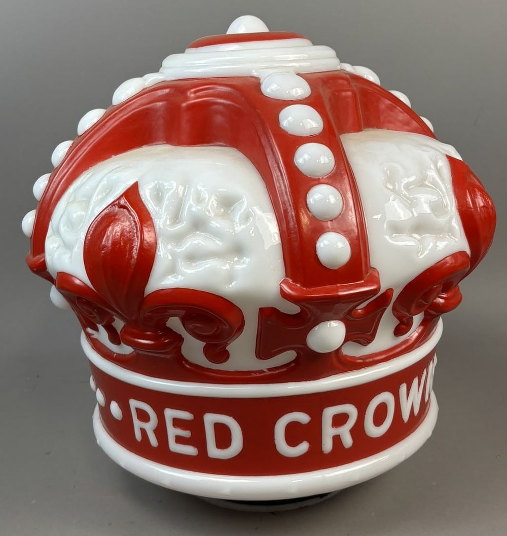 Lot 433: Standard Oil Red Crown Gas Pump Glass Red Globe