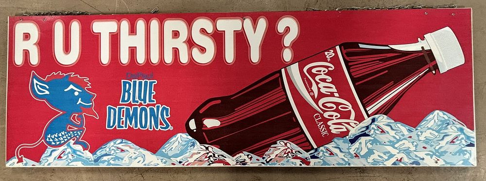 Lot 440: Coca Cola Concession Hanging Advertising Soda Sign