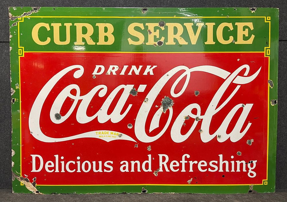 Lot 446B: Coca Cola Curb Service DSP Advertising Sign Coke