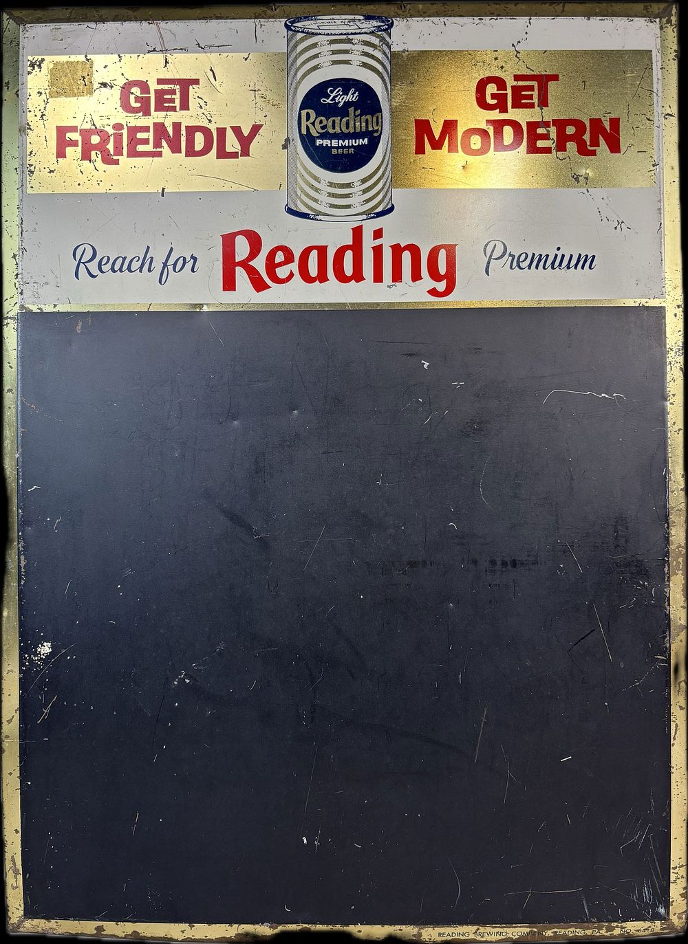 Lot 448D: Reading Light Premium Beer Advertising Menu Sign TOC