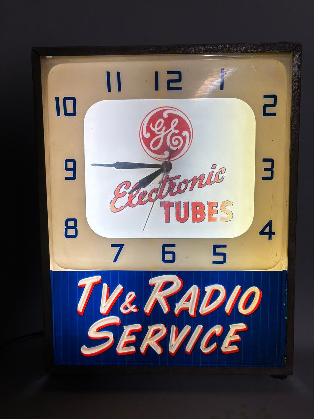 Lot 451: GE TV Radio Service Tubes Neon Products Clock