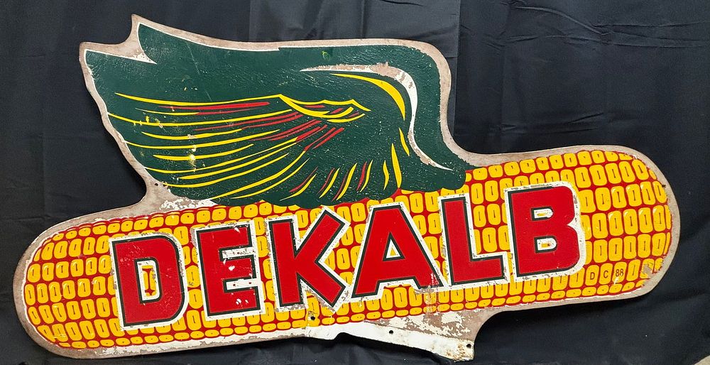 Lot 452B: Dekalb Double Sided Flying Ear Seed 63" Wood Sign
