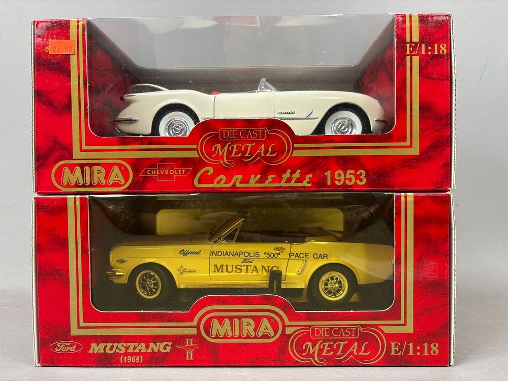 Lot 171: 2 NOS Miro Calidad Corvette Mustang Die Cast Toys