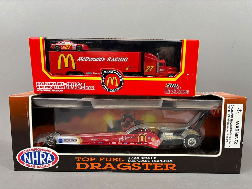 Lot 172: 2 NOS Racing Champions Die Cast McDonalds Dragster
