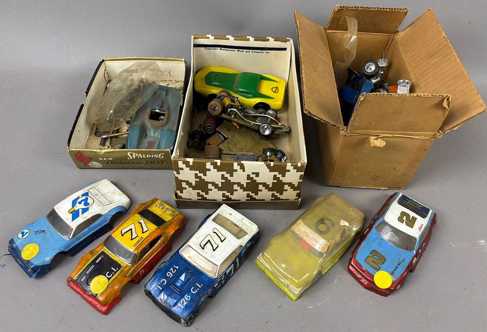 Lot 218: 10 70s Era Slot Car Bodies Motors Large Lot