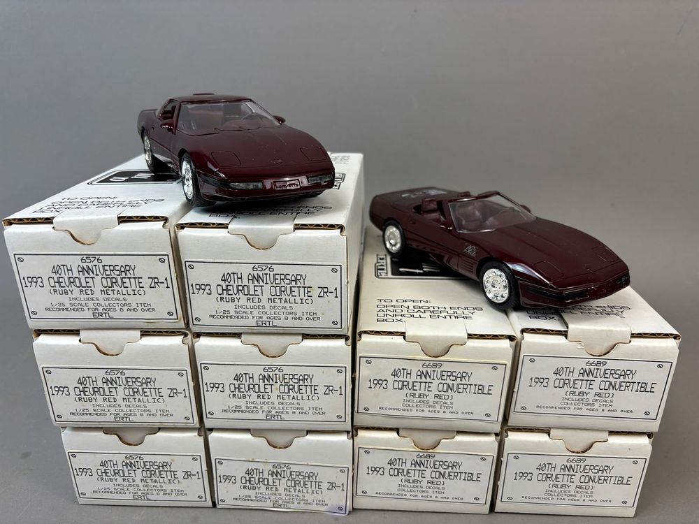 Lot 299: 10 NOS Ertl 93 Chev Corvette 40th Ann ZR1 Promo Cars