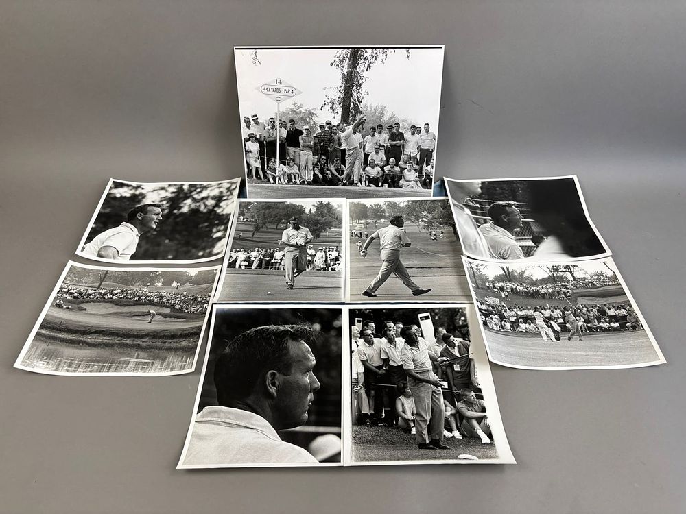 Lot 180: Lot of 9 Vintage Arnold Palmer Golfing Tournament Various Size Photographs