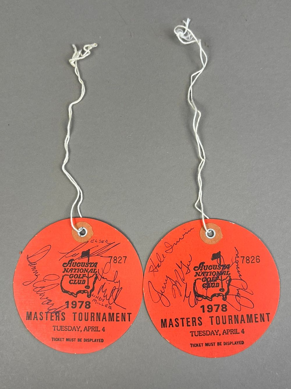 Lot 186: Lot of 2 1978 Masters Tournament of Golf Autographed Hanging Ticket Stubs Hale Irvin