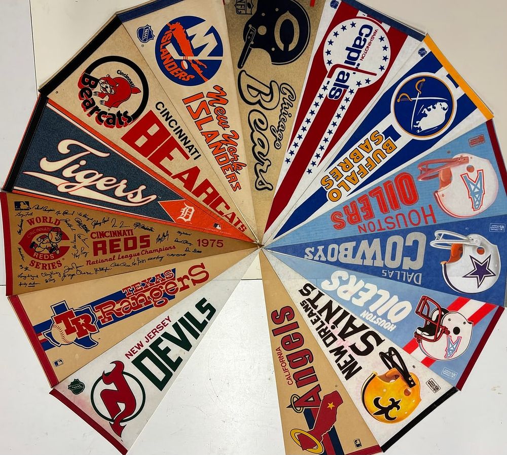 Lot 192: Lot of 14 1970s-1990s MLB NFL NHL Sports Pennants