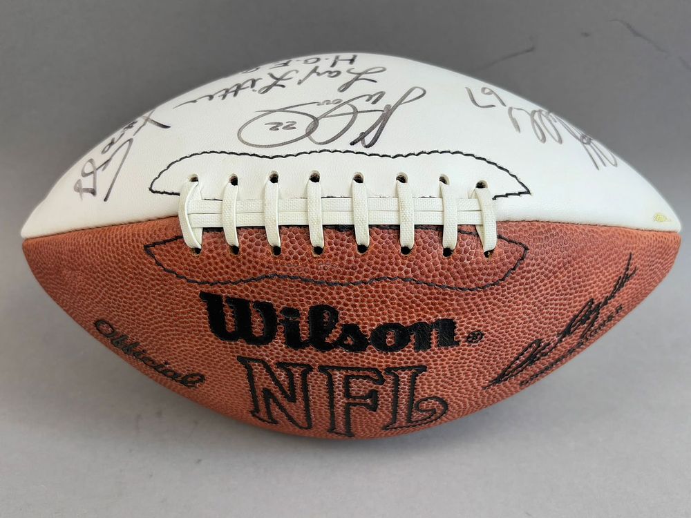 Lot 200: Miami Dolphins 4x Autographed Football Larry Little, Jeff Delenbach, Shawn Wooden