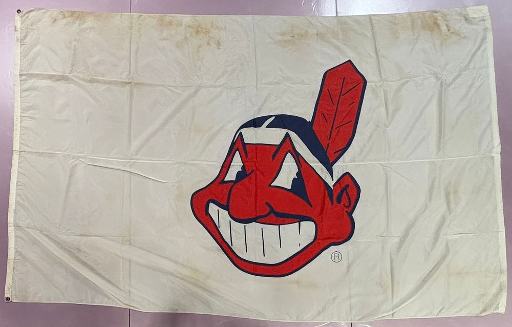 Lot 219: 1980s Cleveland Indians Tiger Stadium Game Flown Team Logo Large Stadium Banner Flag
