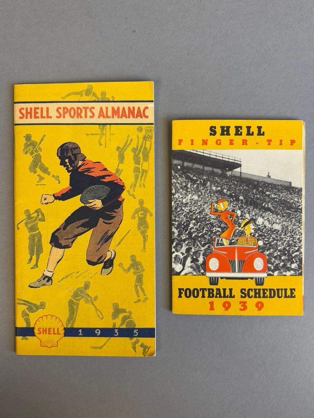 Lot 236: V intage 1935 Shell Service Station Sports Almanac & 1939 Shell Finger Tip Football Schedule Lot