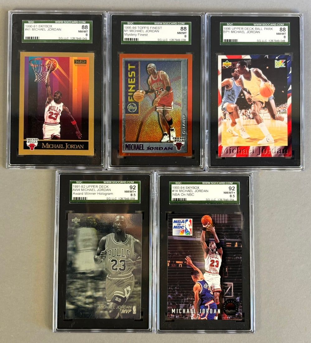 Lot 250: Michael Jordan 1990-1996 Lot of 5 SGC Graded Basketball Cards