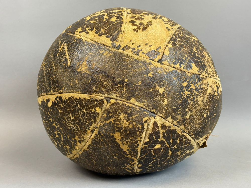 Lot 260: Antique 1910s  Lbs. Leather Exercise Medicine Ball