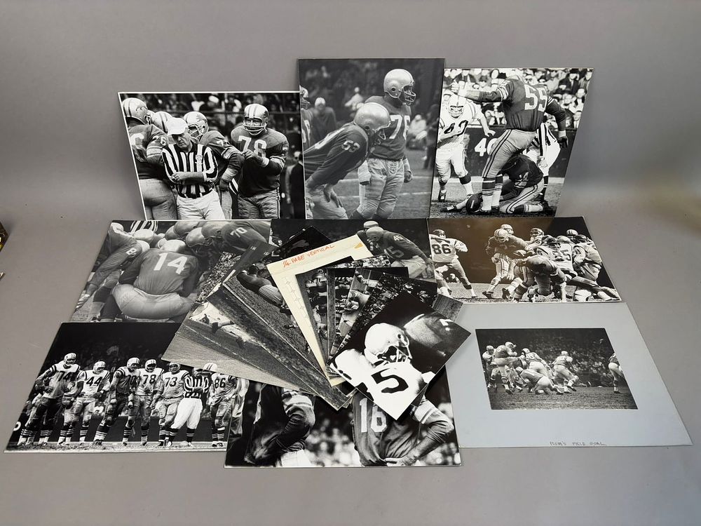 Lot 266: Detroit Lions Lot 20 Original 8x10 & Larger Black & White Football Photographs by Mackey