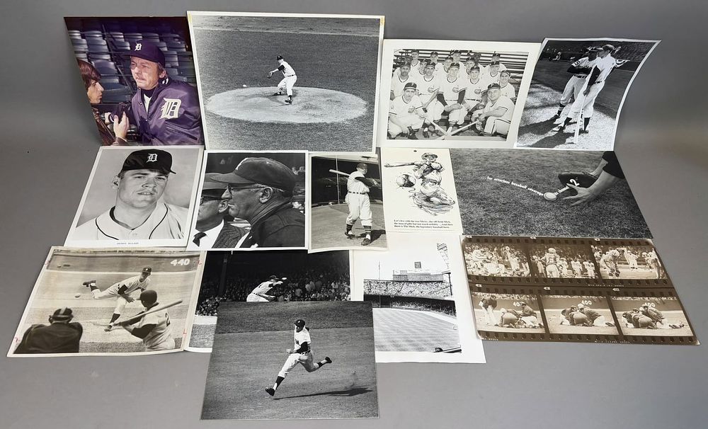Lot 270: Detroit Tigers Original 1960s 70s Lot 15 Black & White Photographs & Artwork by James A Mackey