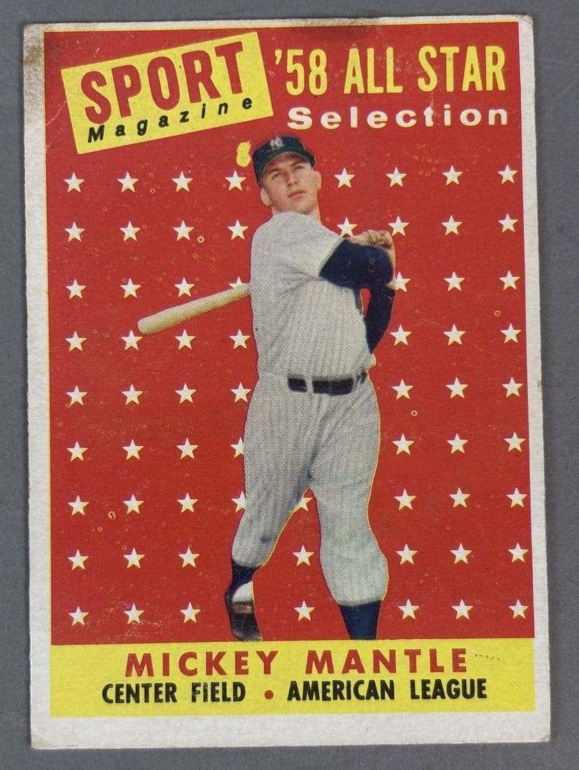 Lot 296: 1958 Topps Mickey Mantle #487 Baseball Card New York Yankees
