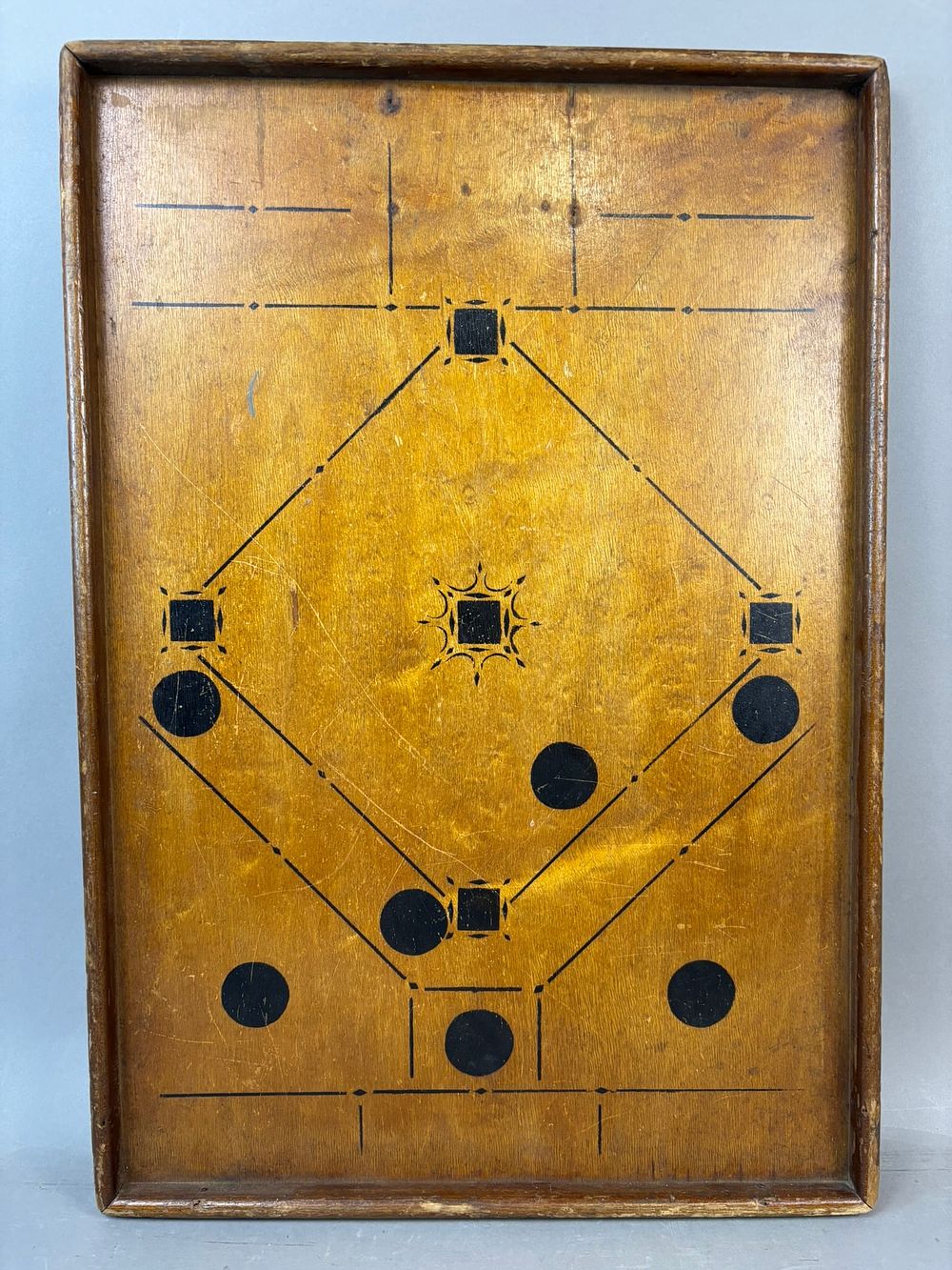 Lot 300: Antique Late 19th Century Baseball Checker Chess Board Primitive Game