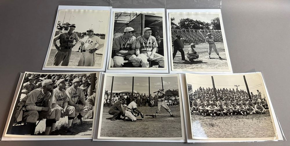 Lot 339: Tommy Bridges Lot 6 Original WW2 Type 1 Camp Crowder Baseball Team 8x10 Photographs