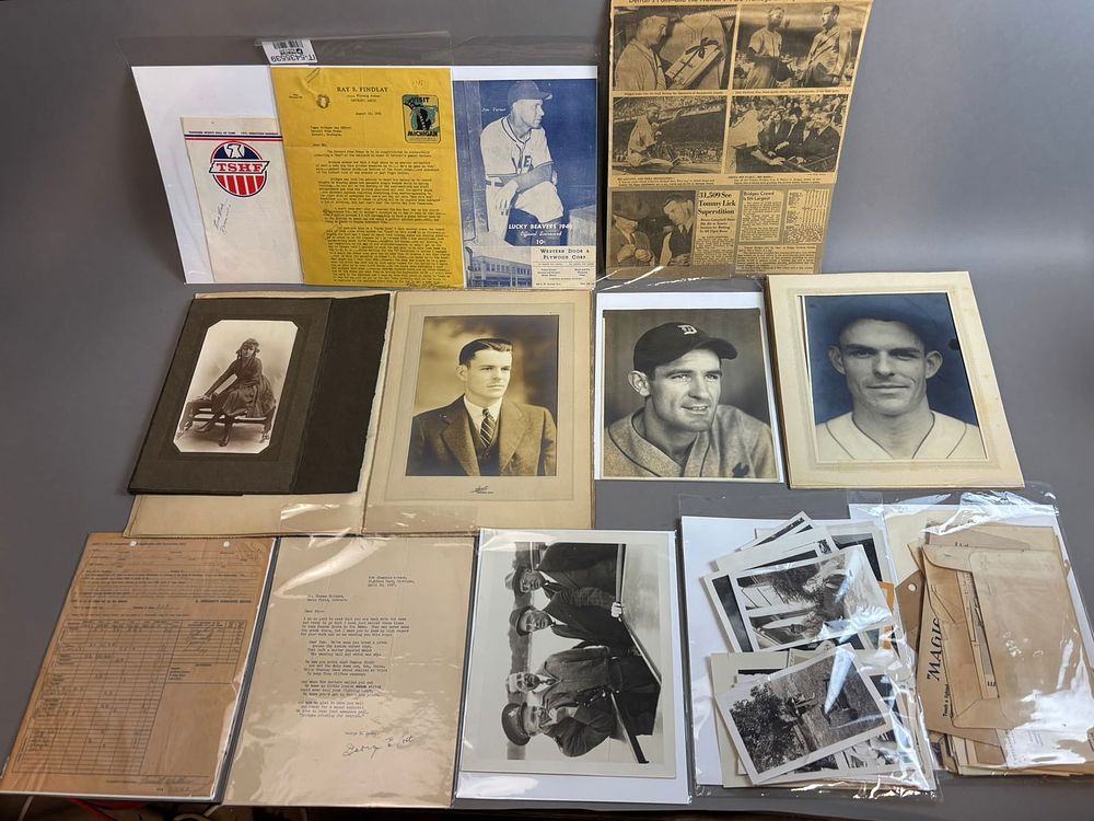 Lot 343: Tommy Bridges Assorted Lot Original Family, Detroit Tigers, Military Letters & Photographs