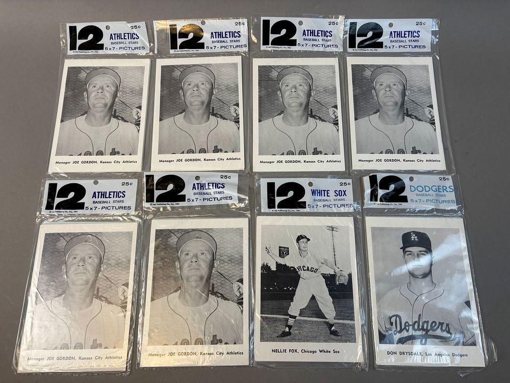 Lot 368: Lot 8 Original 1961 Jay Publishing Athletics White Sox & Dodgers 5x7 NOS Pictures