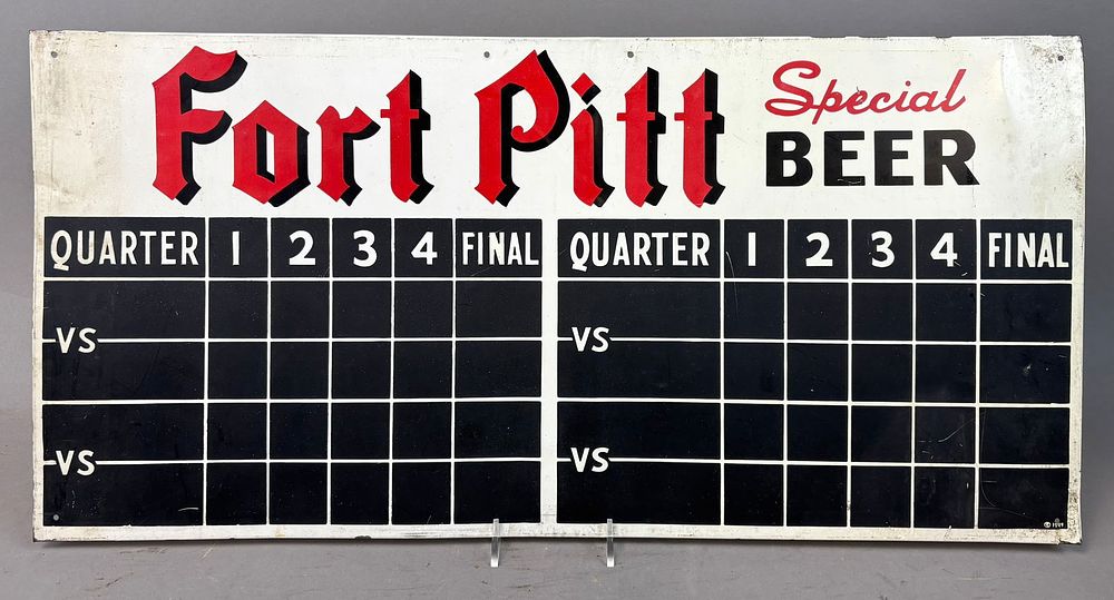 Lot 421: Fort Pitt DST 1940s Special Beer Football & Baseball Advertising Scoreboard