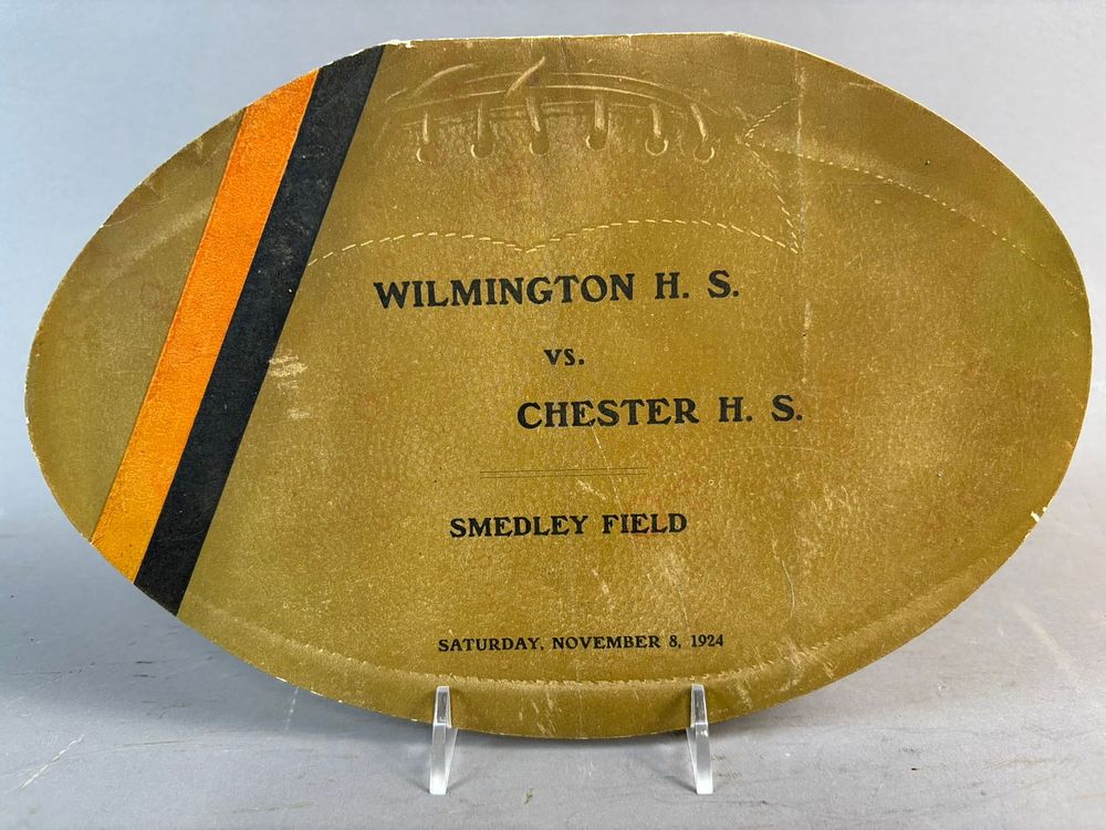 Lot 435: 1924 Wilmington vs Chester High School Pennsylvania Football Shaped Program
