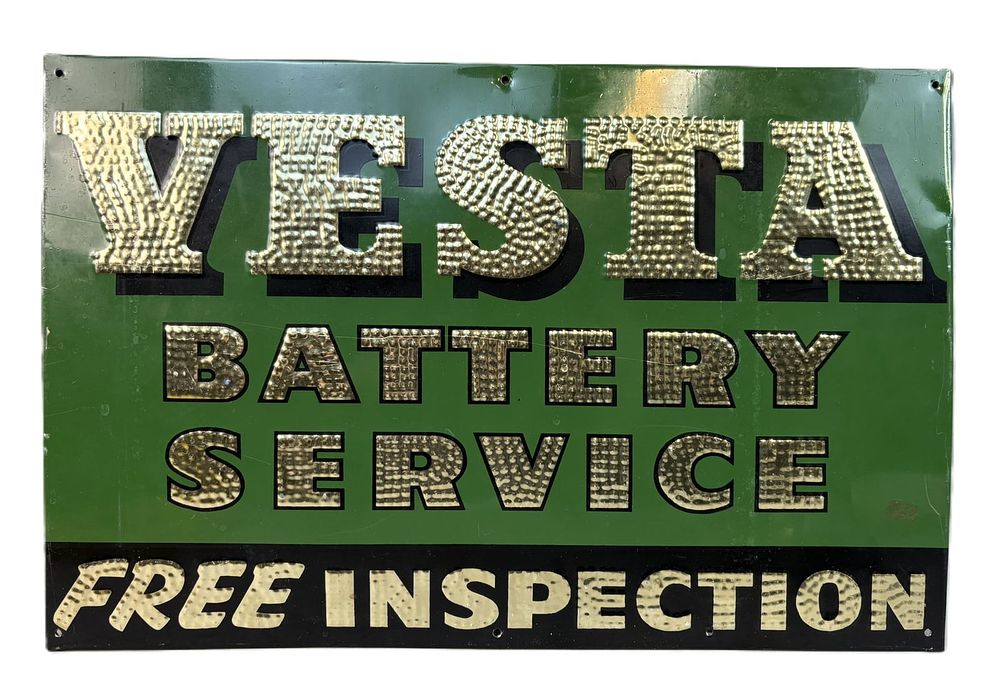 Lot 119: Vesta Battery Service Free Inspection Punched SST Sign