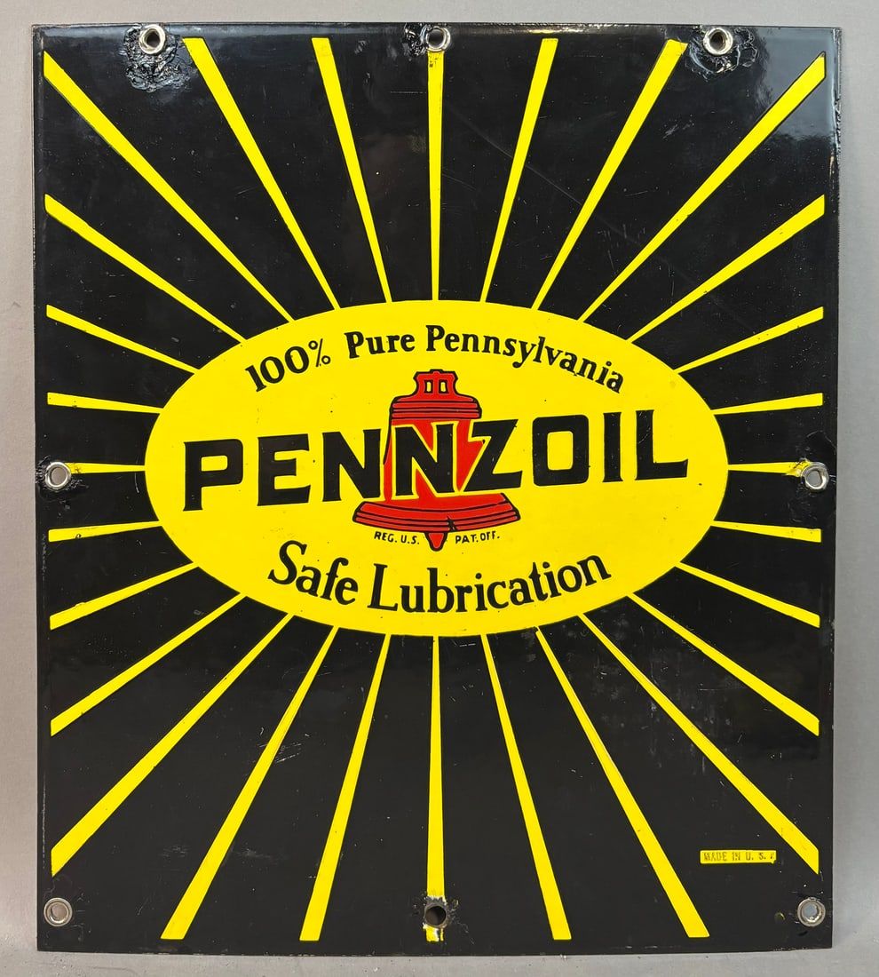 Lot 121: Pennzoil SSP Safe Lubrication Pump Plate Sign