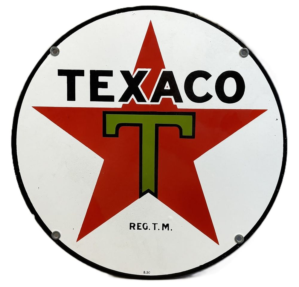 Lot 138: Texaco 1930s SSP 15" Dated 3-30 Lubester Porcelain Sign
