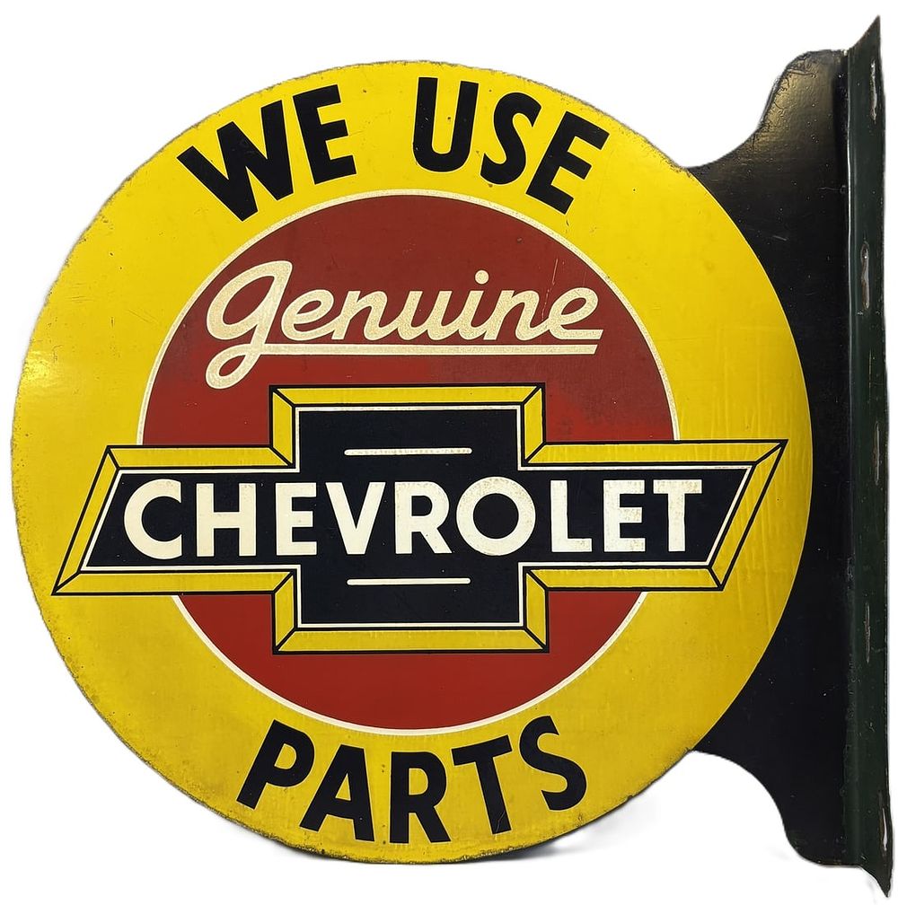 Lot 150: Chevrolet Genuine Parts DST Original 1940s Metal Flange Sign