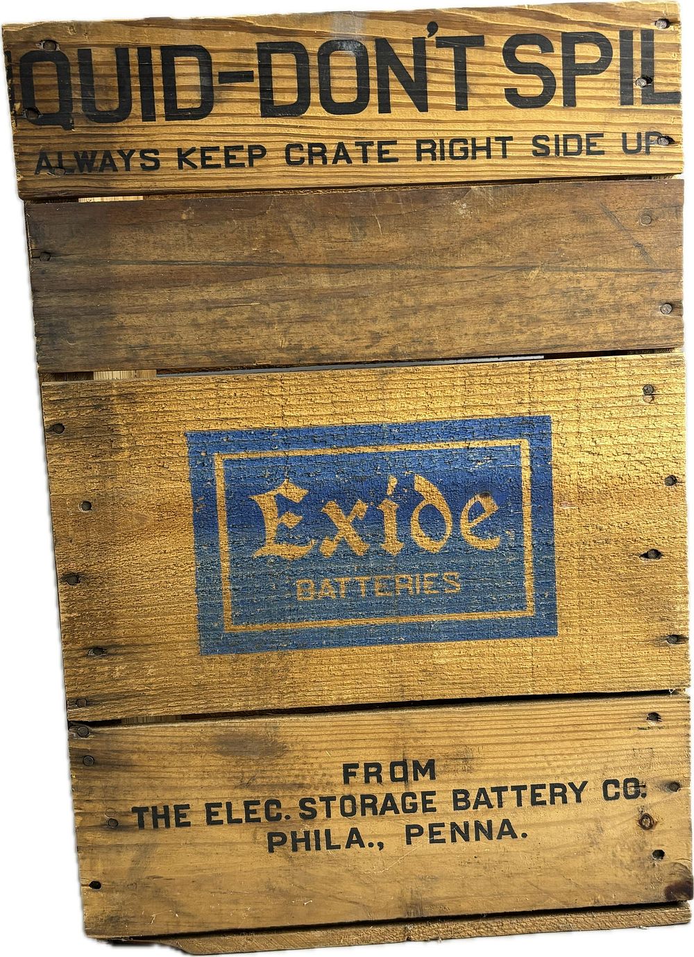 Lot 165: Exide Battery Original Wooden Shipping Box Crate