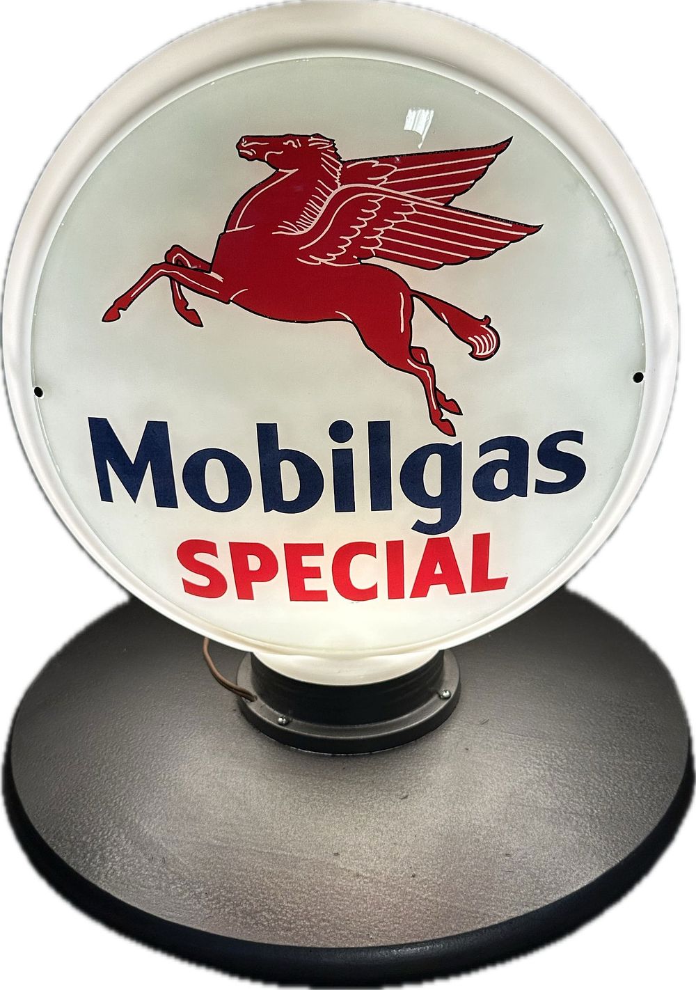 Lot 169B: Mobil Special Milk Glass Body Original 13.5" Gas Pump Globe