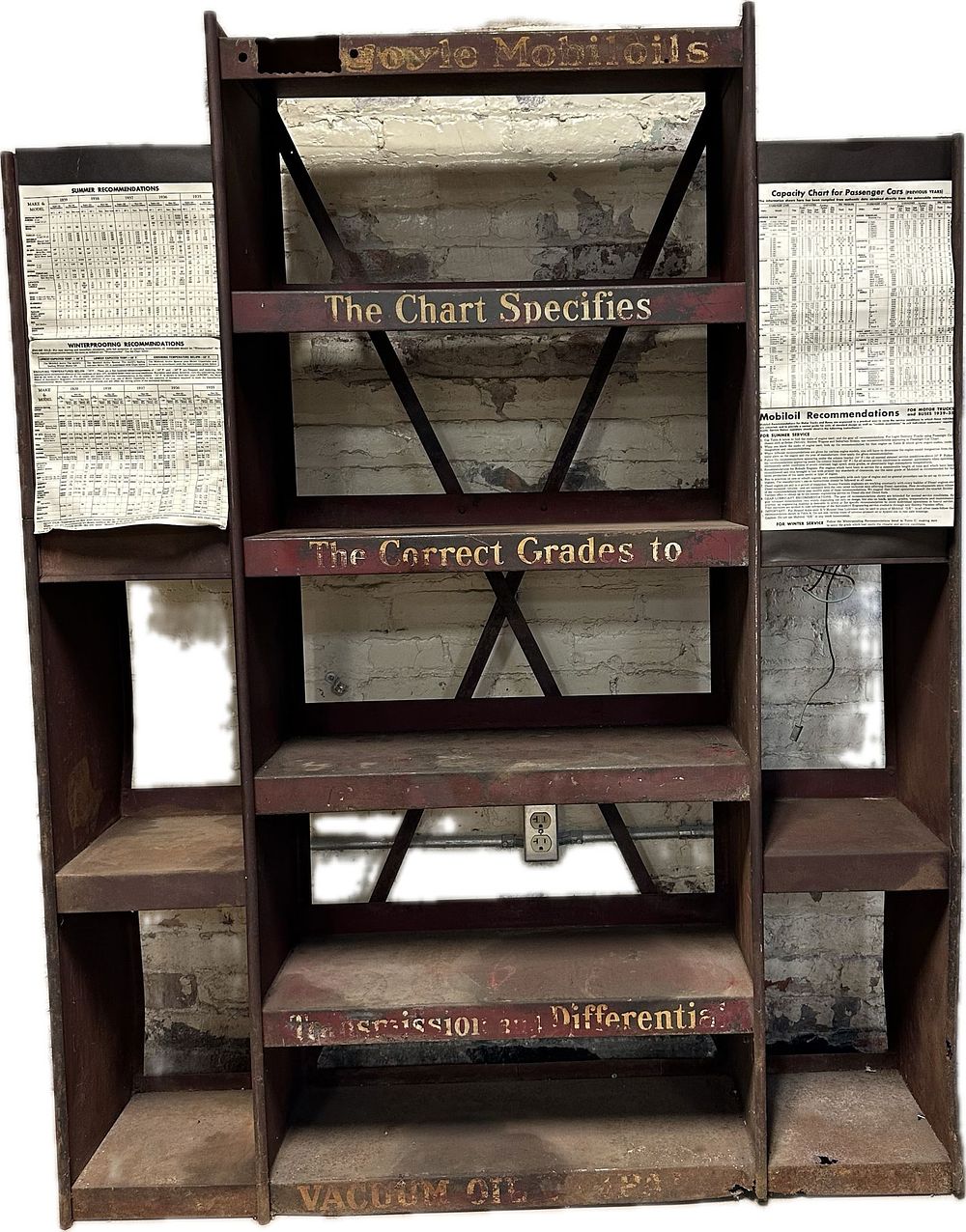 Lot 169C: Mobiloils Gargoyles Original 1930s Shelving Unit Service Station Display