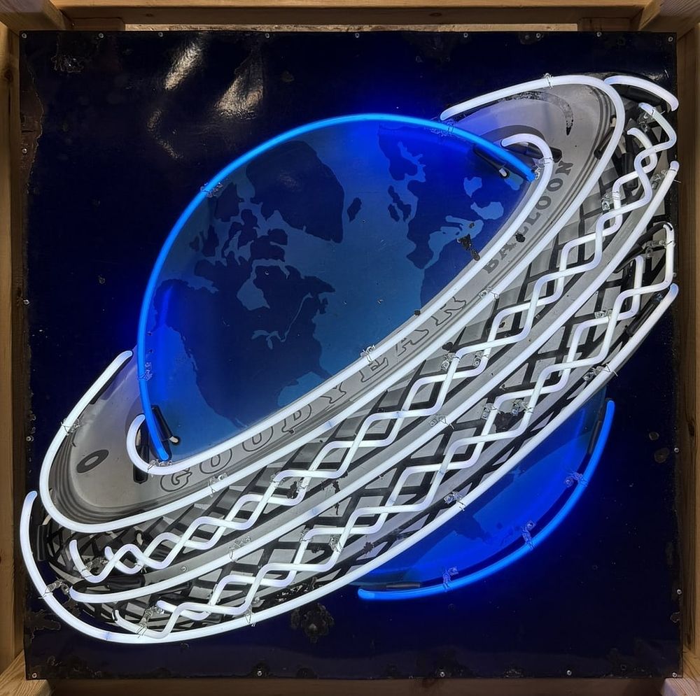 Lot 176: Goodyear Around The World SSP Porcelain Neon Tire Advertising Sign