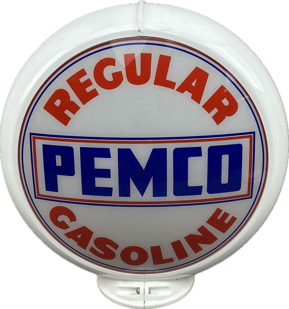 Lot 179: Pemco Regular Gasoline Original Gas Pump Globe w/ Capco Body
