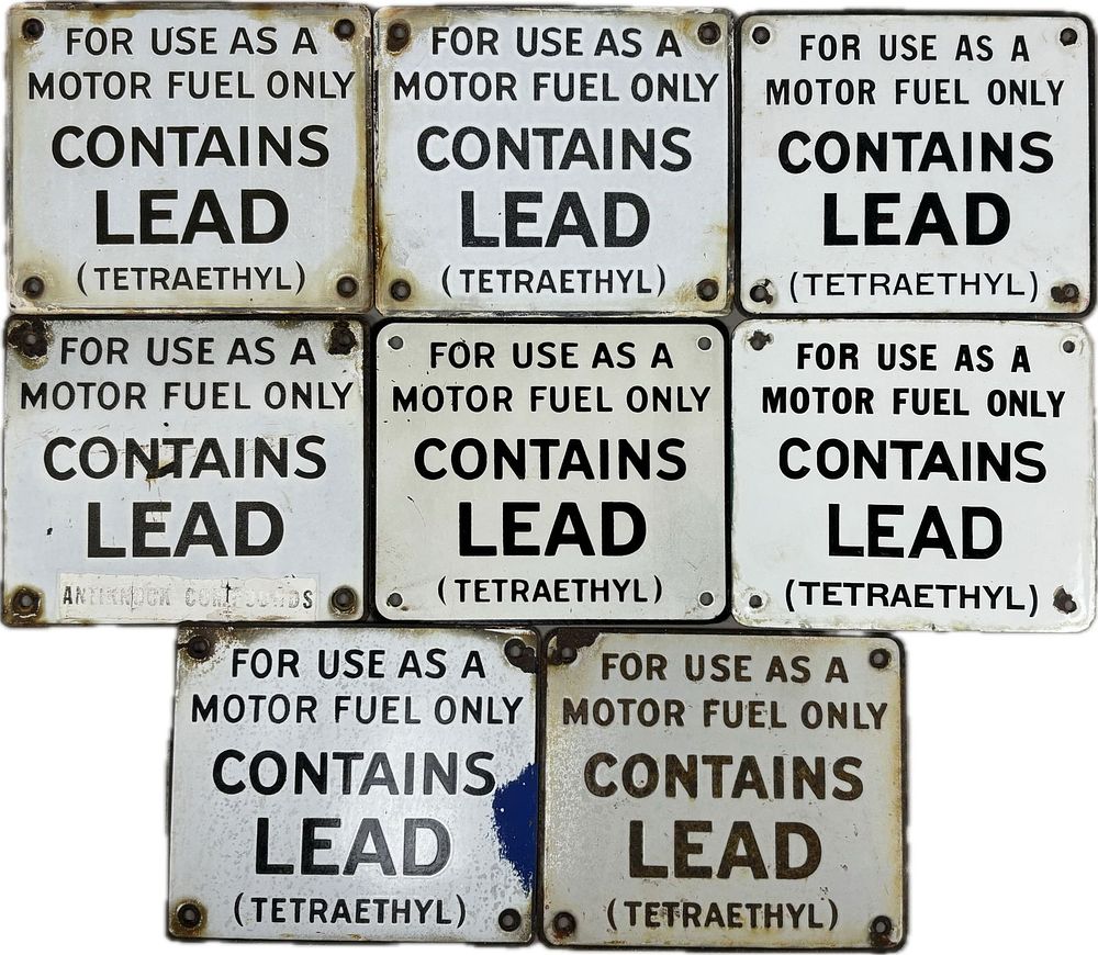 Lot 180: Lot 8 Original SSP Porcelain Contains Lead Gas Pump Signs