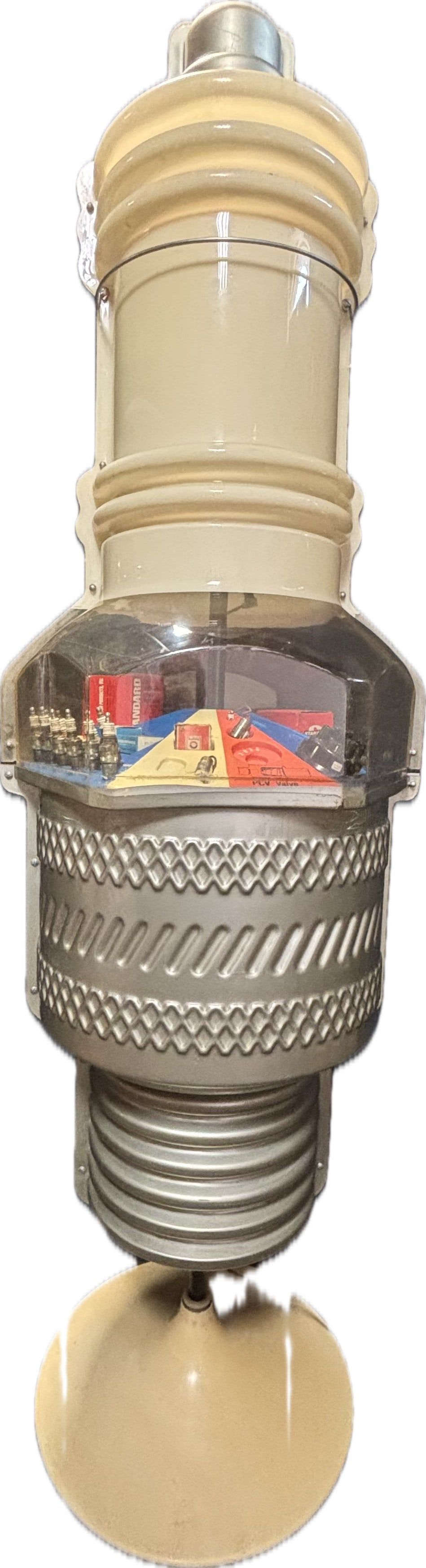 Lot 189: 1960s Lighted Spark Plug 80" Plastic Vacuum Form Retail Rotating Store Display