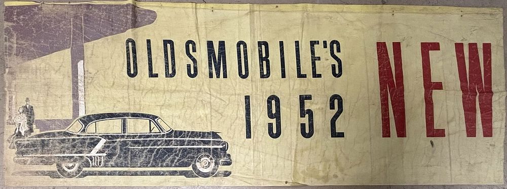 Lot 200: 1952 Oldsmobile's New 8'x3' Dealership Canvas Advertising Sign