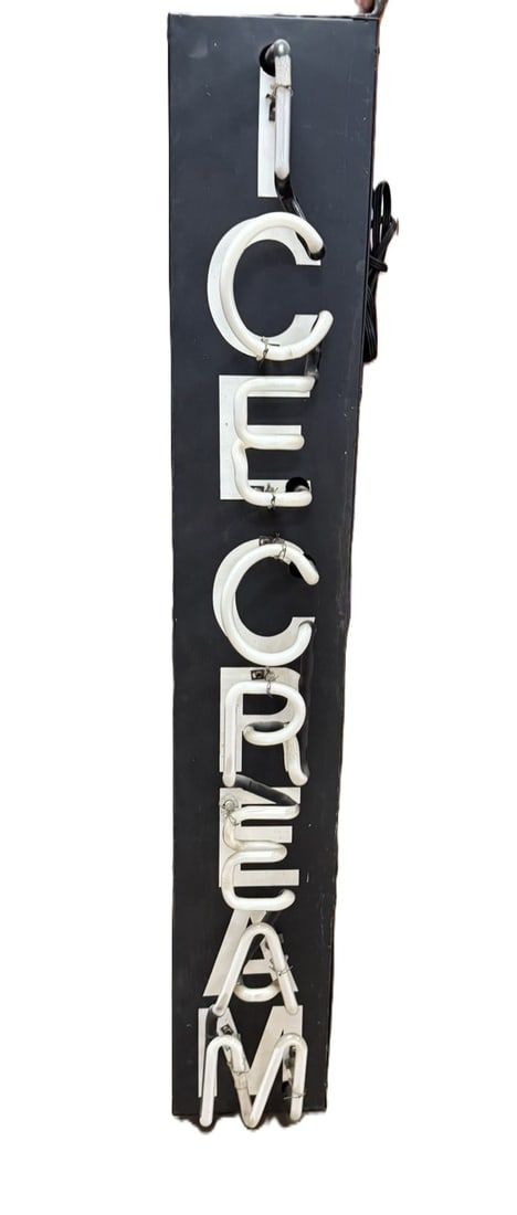 Lot 205: 1950s Ice Cream Double Sided Metal Neon Advertising Parlor Sign