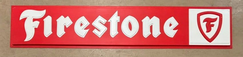 Lot 219B: Firestone Plastic Embossed Tire Shop Advertising 107" x 21" x 1.5"