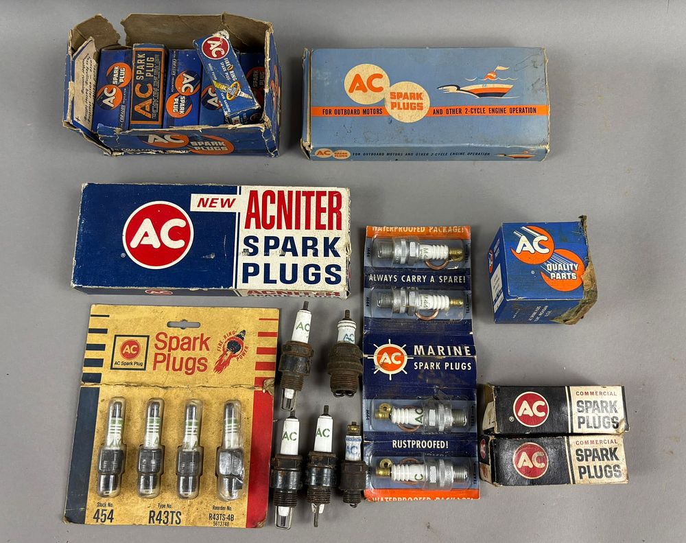 Lot 232: AC Spark Plug Lot NOS Varying 40s 50s 60s Plugs w/ Original Boxes