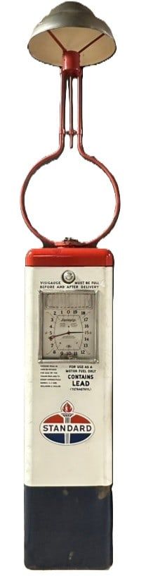 Lot 235C: Rapidayton Standard Oil Porcelain Gas Pump w/ Station Lighter