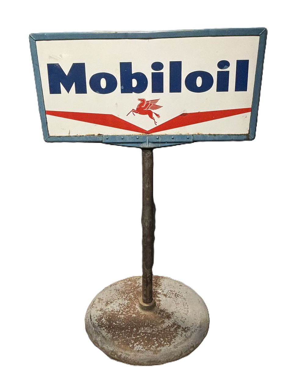 Lot 249: Mobiloil Porcelain Service Station Curbside Lollipop DSP Sign w/ Pegasus & Socony Base