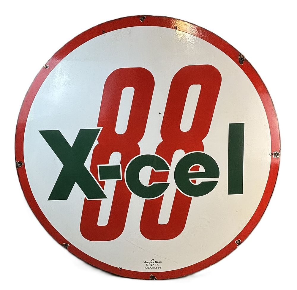 Lot 260: X-Cel 88 DSP Kalamazoo Michigan Gas Station 48" Porcelain Sign Lakeside Refinery
