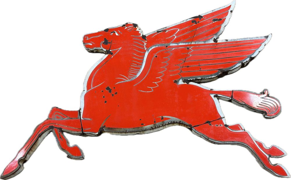 Lot 266: Original 1956 Mobil Pegasus Cookie Cutter SSP Porcelain Advertising Sign