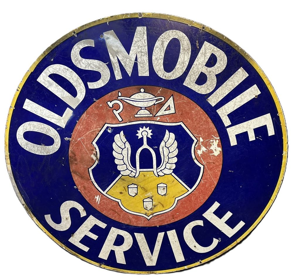 Lot 268: Oldsmobile Service 5' DSP Porcelain Dealership Advertising Sign