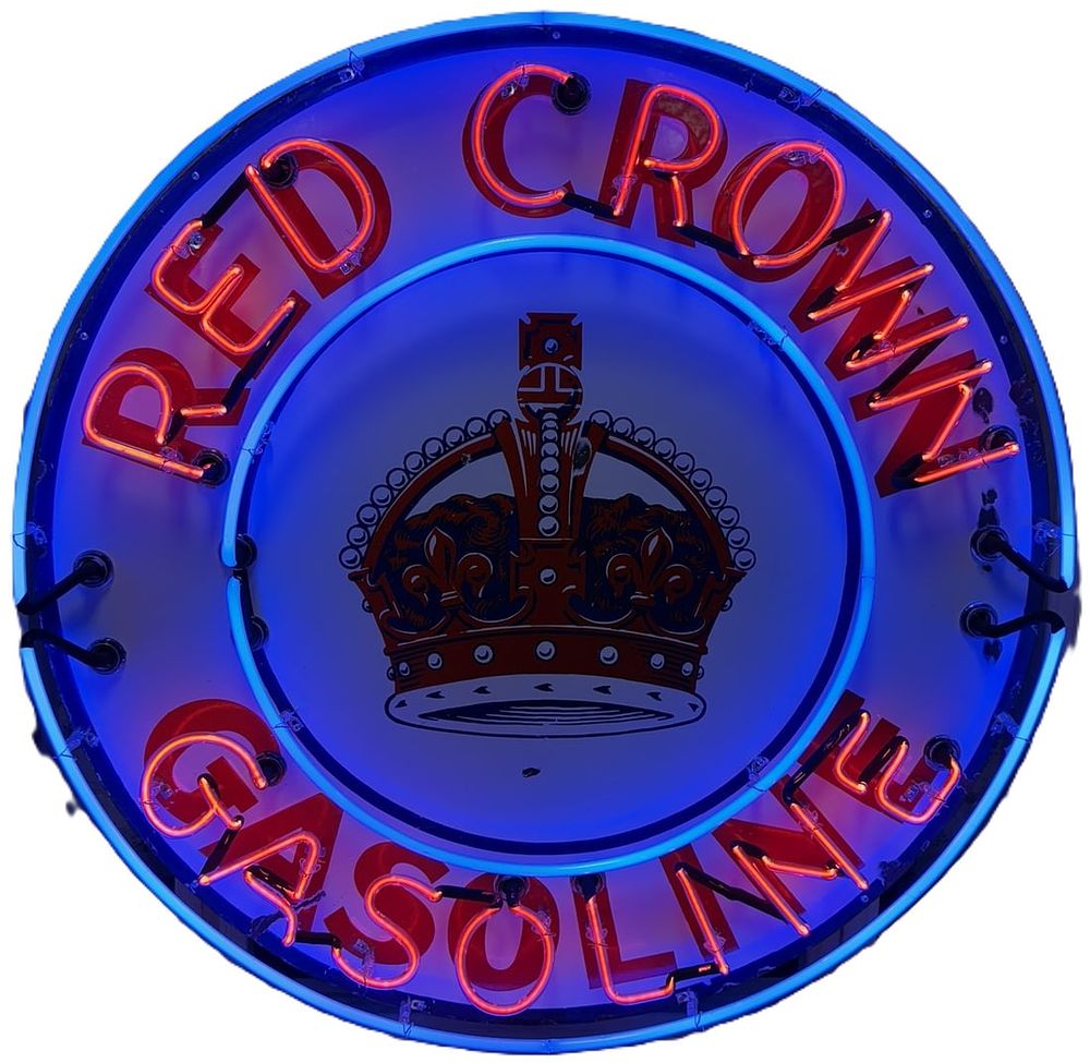Lot 271: Red Crown Gasoline 42" SSP Porcelain Advertising Neon Sign